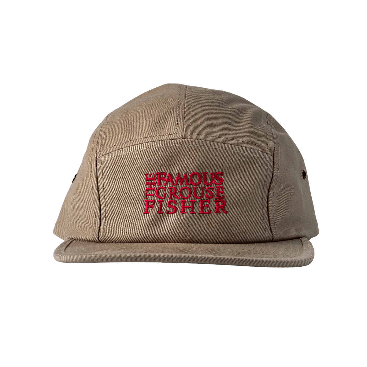 The Famous Grouse Fisher Keps i khaki, sedd snett framifrån med broderad logga och justerbart spänne