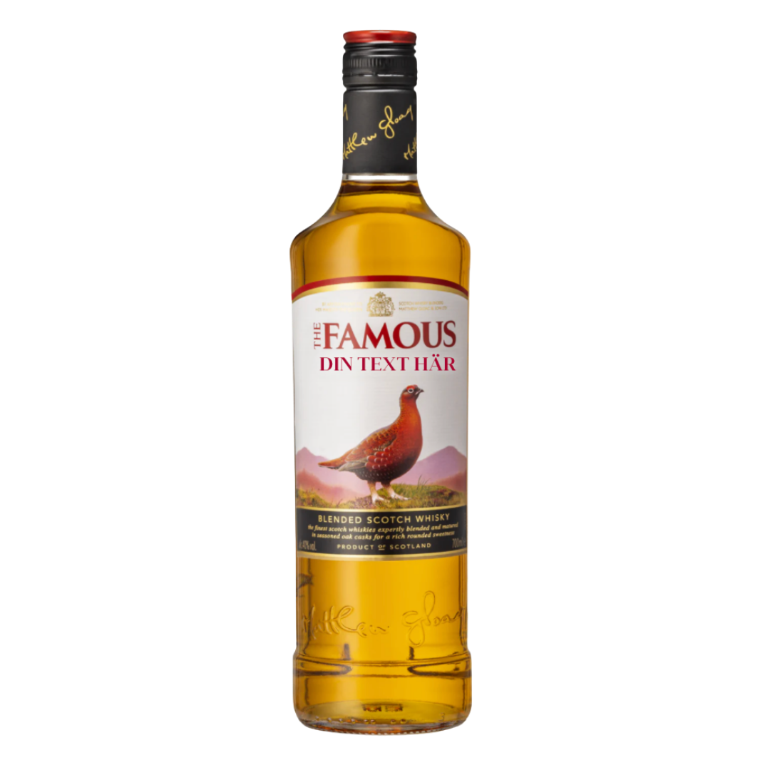 The Famous Grouse personlig etikett – flaska med anpassad namnetikett