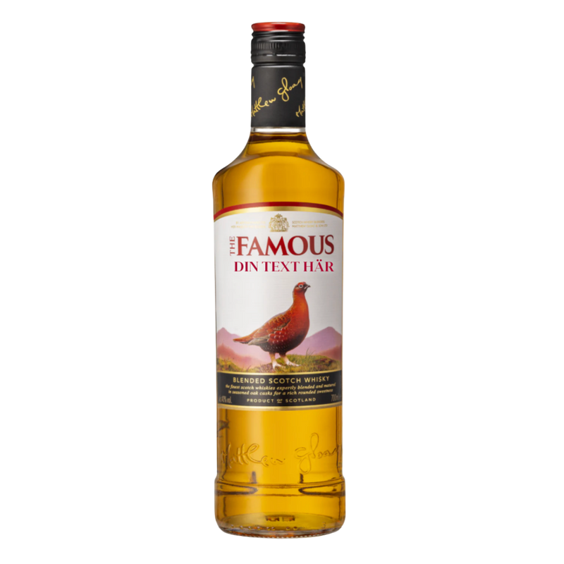 The Famous Grouse personlig etikett – flaska med anpassad namnetikett